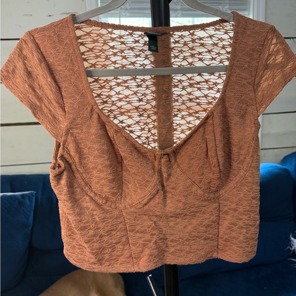 Women's Lace Detail Top - Rust